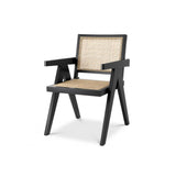 Aristide Black Finish Dining Chair with Rattan Cane Webbing