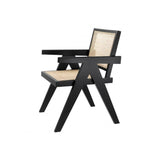Aristide Black Finish Dining Chair with Rattan Cane Webbing