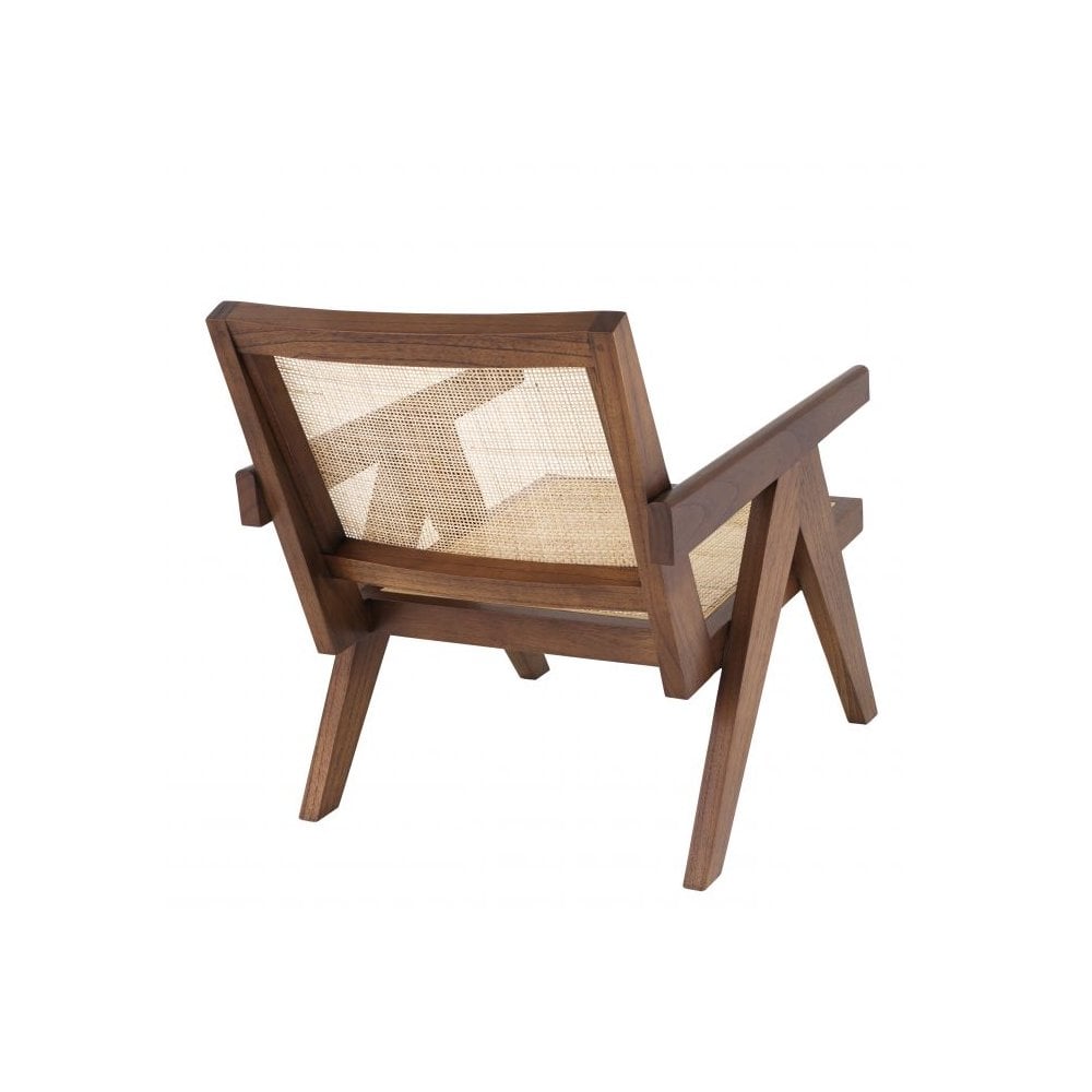 Aristide Vintage Style Chair with Rattan Cane Webbing in Classic Brown