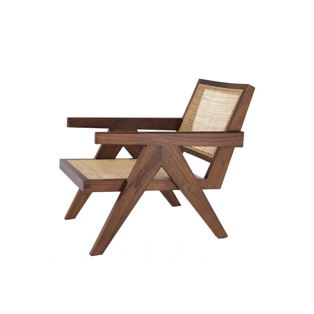 Aristide Vintage Style Chair with Rattan Cane Webbing in Classic Brown