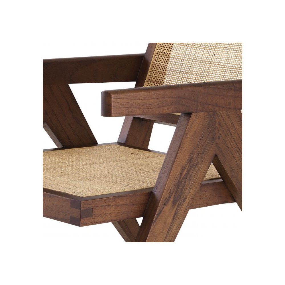 Aristide Vintage Style Chair with Rattan Cane Webbing in Classic Brown