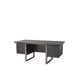 Canova Desk in Charcoal Grey Oak with Brushed Brass Accents
