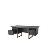 Canova Desk in Charcoal Grey Oak with Brushed Brass Accents
