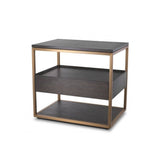 Parker Side Table, Mocha Oak Veneer with Brushed Brass Accents