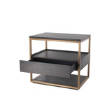 Parker Side Table, Mocha Oak Veneer with Brushed Brass Accents