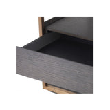 Parker Side Table, Mocha Oak Veneer with Brushed Brass Accents