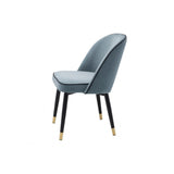 Pair of Cliff Dining Chairs in Savona Blue Velvet with Black Faux Leather Accents
