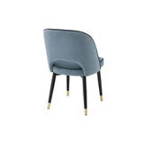 Pair of Cliff Dining Chairs in Savona Blue Velvet with Black Faux Leather Accents