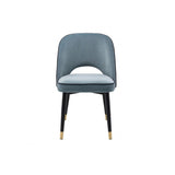 Pair of Cliff Dining Chairs in Savona Blue Velvet with Black Faux Leather Accents