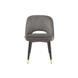 Elegant Cliff Dining Chair Duo, Savona Grey Velvet with Black Faux Leather Trim