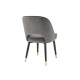 Elegant Cliff Dining Chair Duo, Savona Grey Velvet with Black Faux Leather Trim