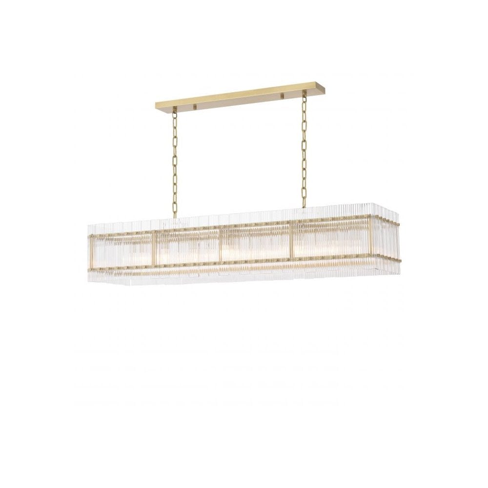 Glamorous Ruby Chandelier in Antique Brass with Clear Glass