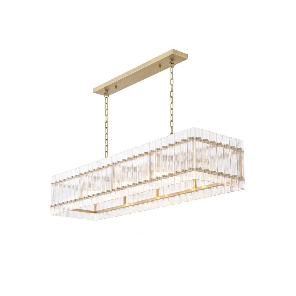 Glamorous Ruby Chandelier in Antique Brass with Clear Glass