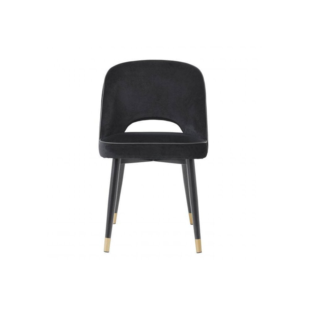 Elegant Cliff Dining Chair Set - Luxe Black Velvet & Faux Leather Trim