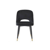 Elegant Cliff Dining Chair Set - Luxe Black Velvet & Faux Leather Trim