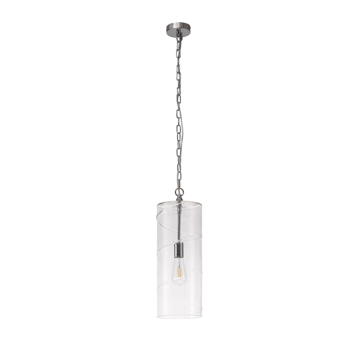 Elegant Clear Glass Pendant with Polished Chrome Finish & Adjustable Drop