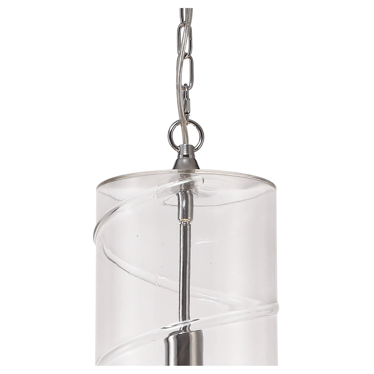 Elegant Clear Glass Pendant with Polished Chrome Finish & Adjustable Drop