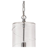 Elegant Clear Glass Pendant with Polished Chrome Finish & Adjustable Drop
