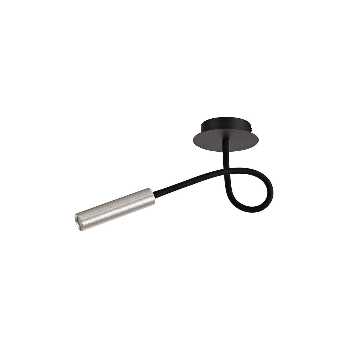 Modern Black and Aluminium Adjustable Arm Ceiling Light with Integrated 5W LED, 3-Year Warranty