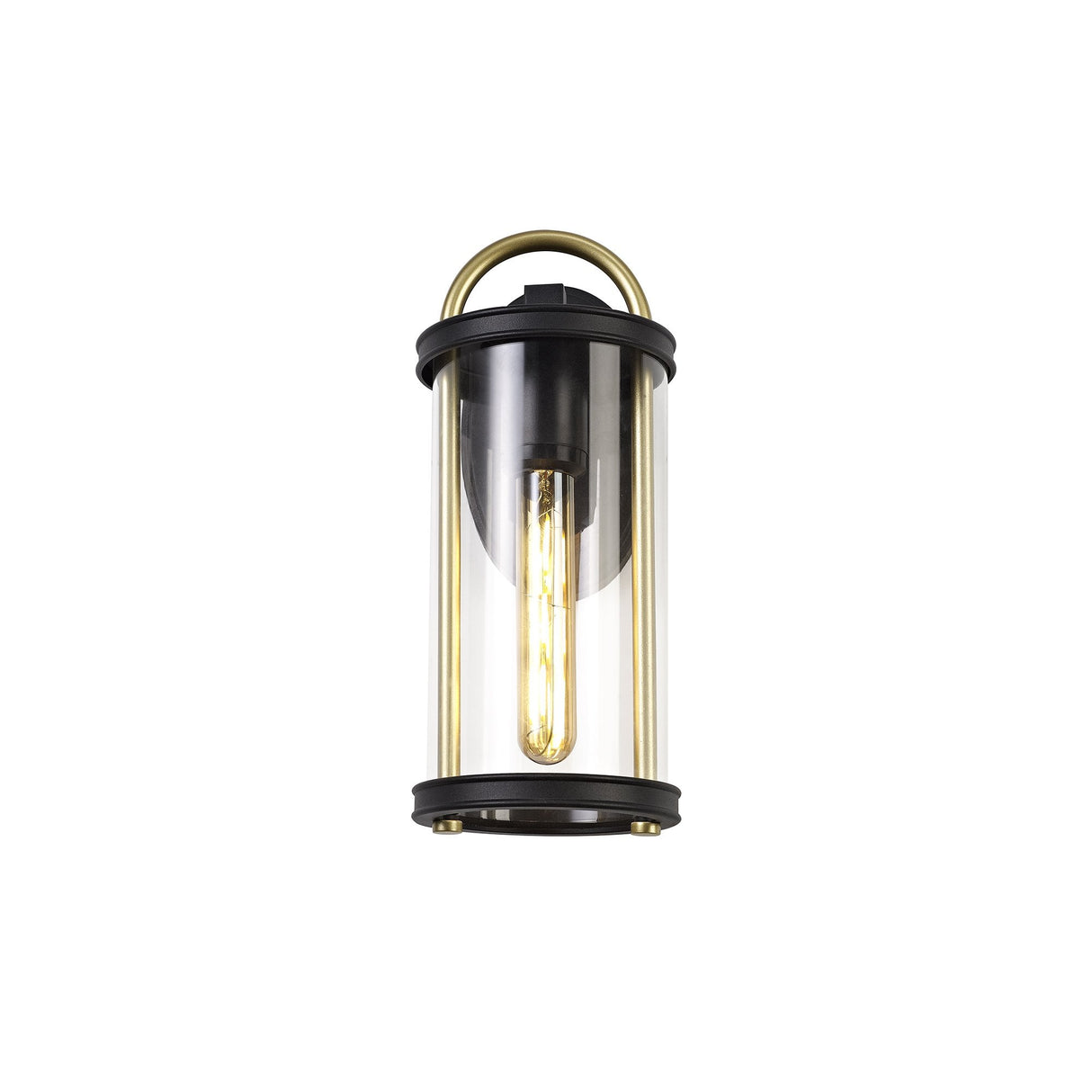 Elegant Wall Sconce, E27 Base, Black & Gold with Clear Glass, IP54 Rated, 2-Year Warranty