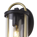 Elegant Wall Sconce, E27 Base, Black & Gold with Clear Glass, IP54 Rated, 2-Year Warranty