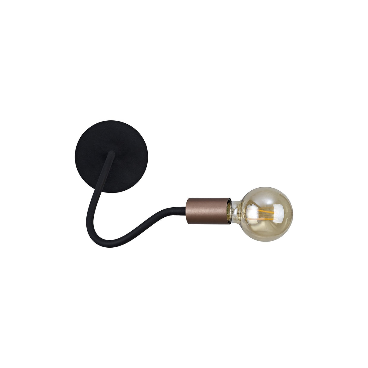 Adjustable Wall Lamp, Single Light E27, Satin Black with Brushed Copper Finish