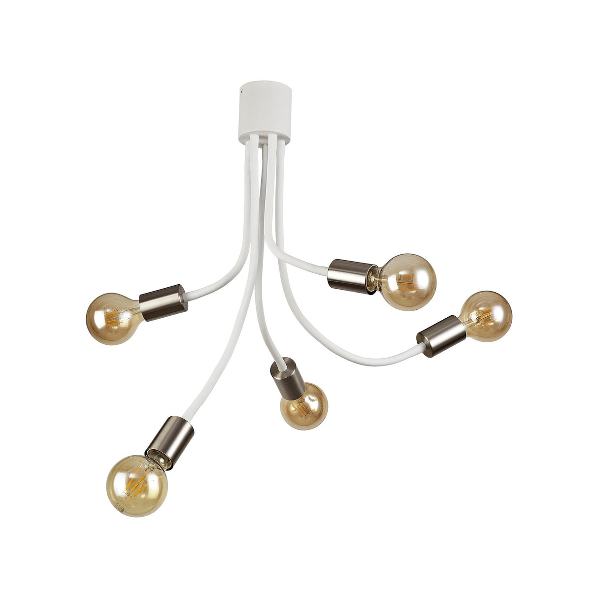 Adjustable 5-Light Ceiling Fixture in Satin White and Satin Nickel Finish