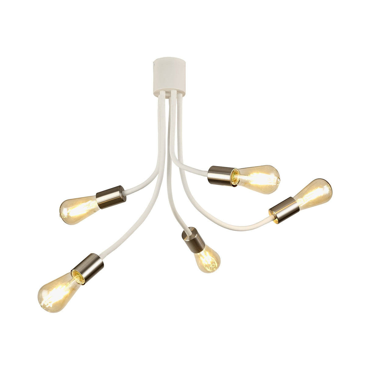 Adjustable 5-Light Ceiling Fixture in Satin White and Satin Nickel Finish