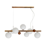 Antique Copper & Opal Glass Pendant Light - 7 Light Fixture