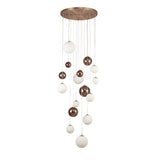 Antique Copper & Opal Glass Pendant Chandelier, 16-Light - 600mm Diameter