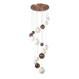 Antique Copper & Opal Glass Pendant Chandelier, 16-Light - 600mm Diameter