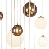 Antique Copper & Opal Glass Pendant Chandelier, 16-Light - 600mm Diameter