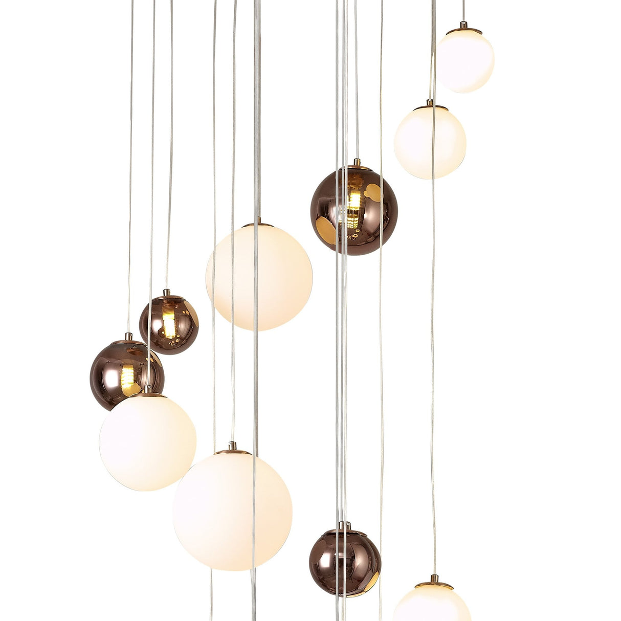 Antique Copper & Opal Glass Pendant Chandelier, 16-Light - 600mm Diameter