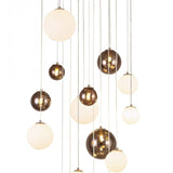 Antique Copper & Opal Glass Pendant Chandelier, 16-Light - 600mm Diameter