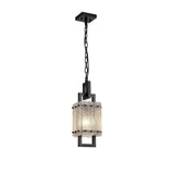 Modern Elegant Pendant Light, 1 Bulb Fixture, Matte Black with Crystal Sand Glass