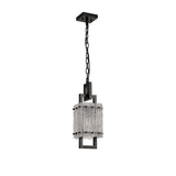 Modern Elegant Pendant Light, 1 Bulb Fixture, Matte Black with Crystal Sand Glass