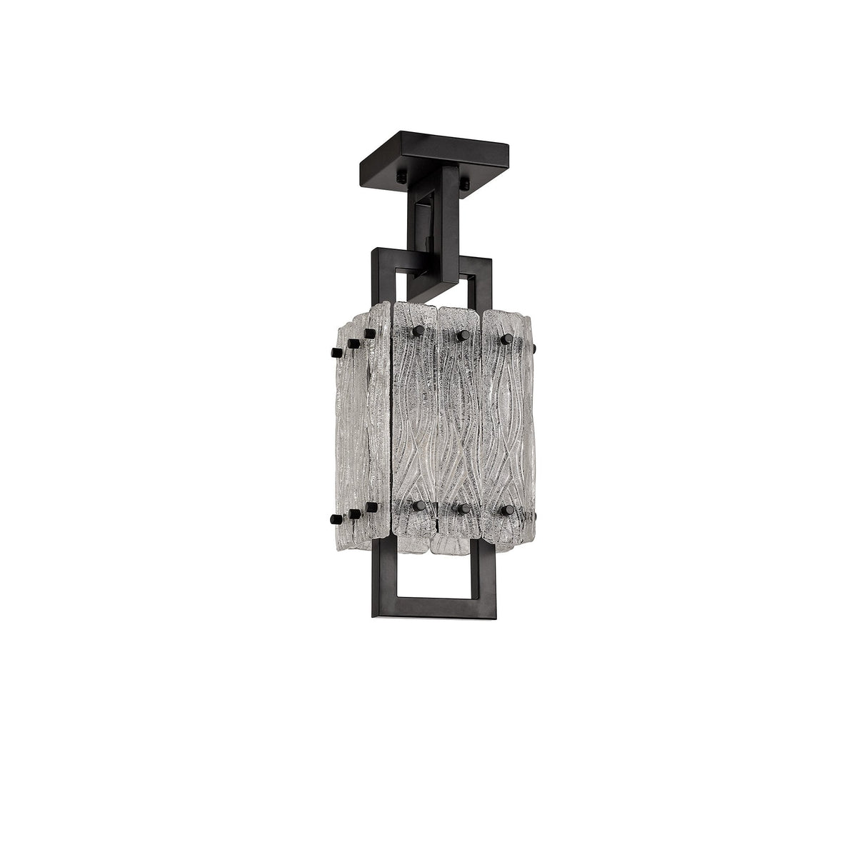 Modern Elegant Pendant Light, 1 Bulb Fixture, Matte Black with Crystal Sand Glass