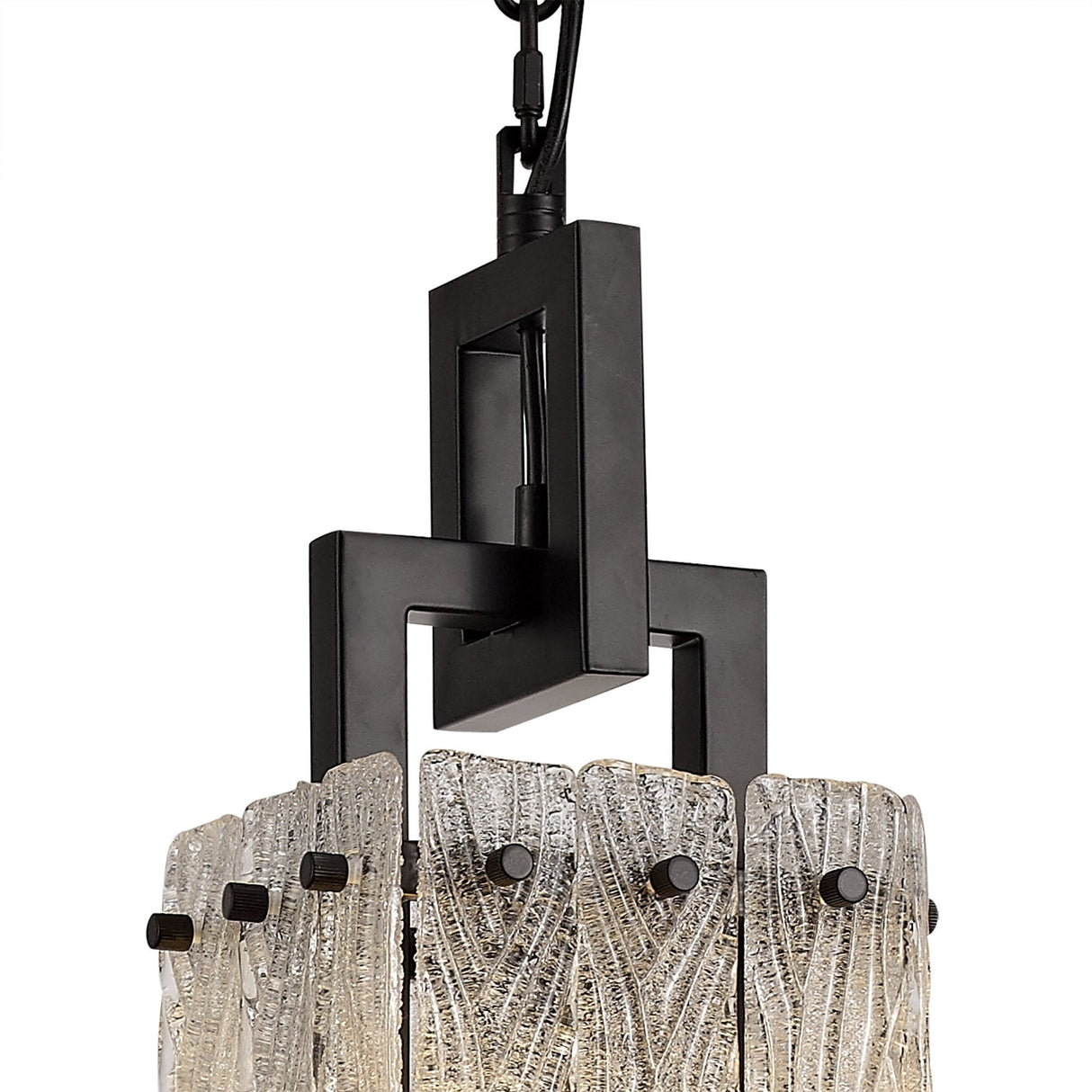 Modern Elegant Pendant Light, 1 Bulb Fixture, Matte Black with Crystal Sand Glass