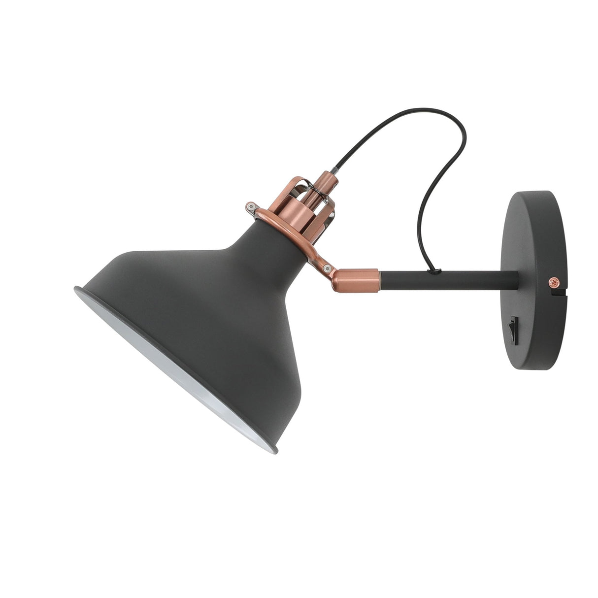 Modern Adjustable Wall Sconce Lamp, 1 x E27, Black/Copper/White Finish