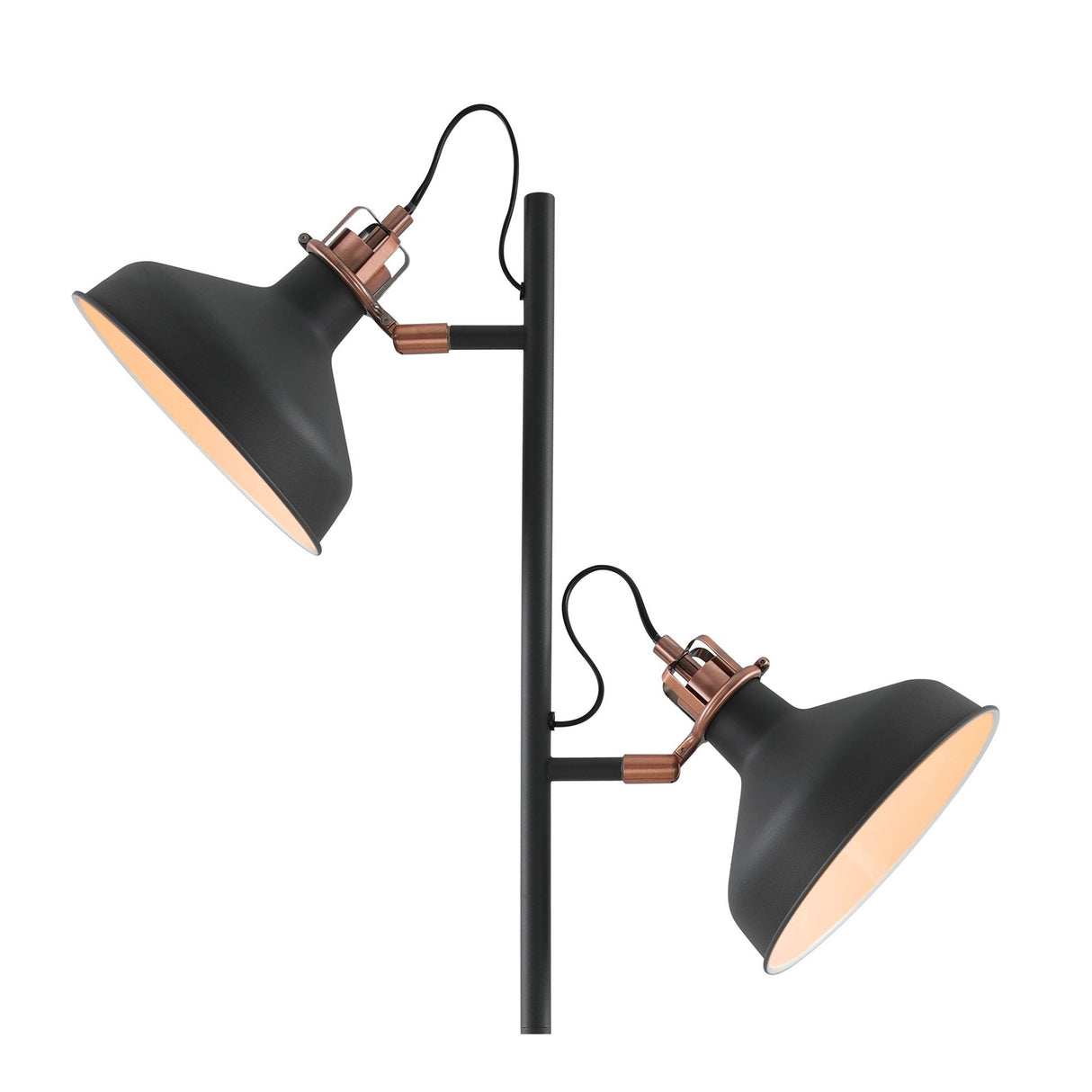 Modern Floor Lamp with Dual E27 Sockets in Sand Black and Copper Accents