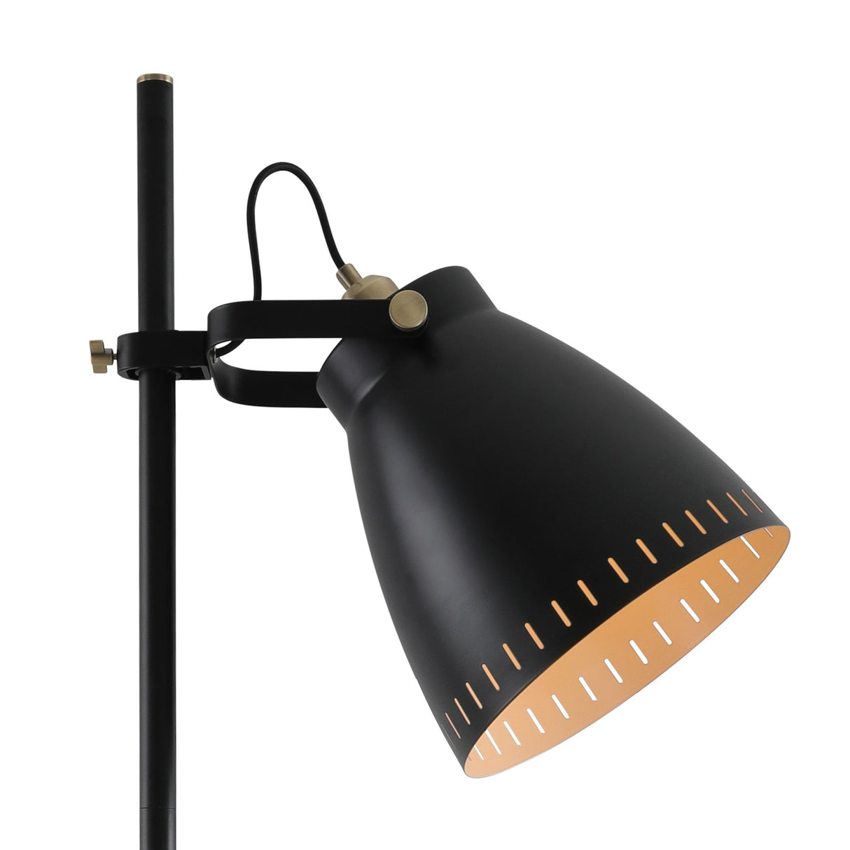 Elegant Adjustable Floor Lamp with Black and Brass Accents