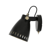 Matt Black & Antique Brass Adjustable Wall Lamp with Khaki Shade - E27 Socket