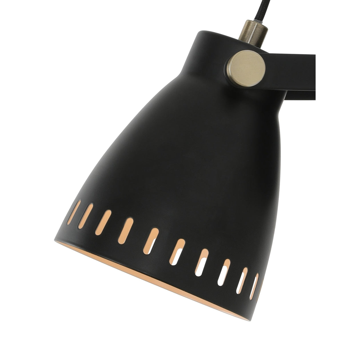 Matt Black & Antique Brass Adjustable Wall Lamp with Khaki Shade - E27 Socket