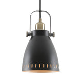 Compact Pendant Light, E27 Socket, Black/Brass/Khaki Finish