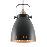 Contemporary Black and Brass Pendant Light with Khaki Accent