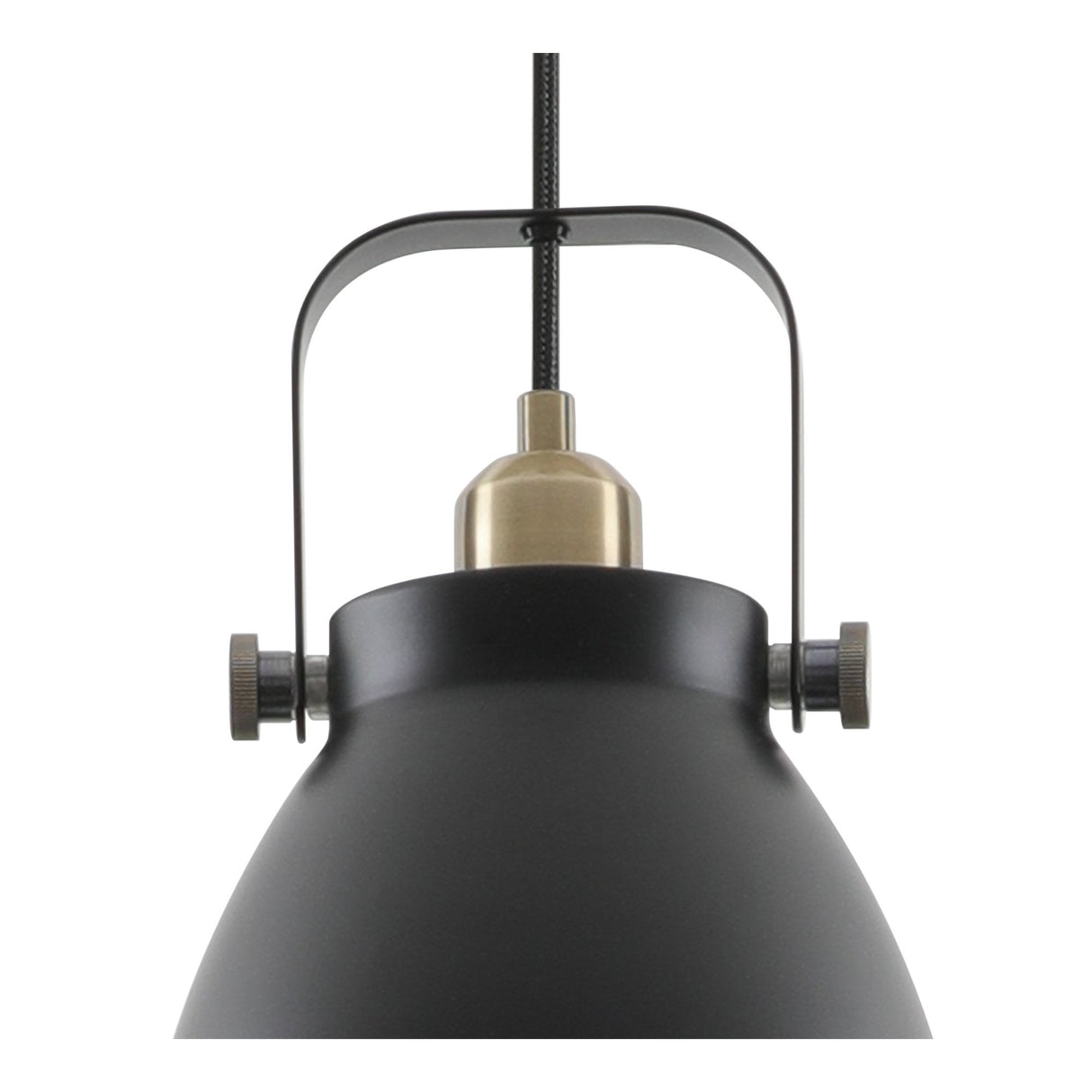 Contemporary Black and Brass Pendant Light with Khaki Accent