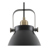 Contemporary Black and Brass Pendant Light with Khaki Accent