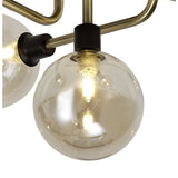 Modern Elegance: 5-Light G9 Flush Ceiling Fixture in Matte Black and Antique Brass with Cognac Glass