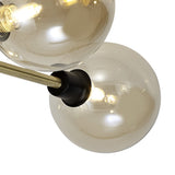 Modern Elegance: 5-Light G9 Flush Ceiling Fixture in Matte Black and Antique Brass with Cognac Glass