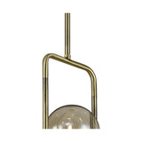 Chic Modern Pendant, 12-Light, Black/Brass with Cognac Glass